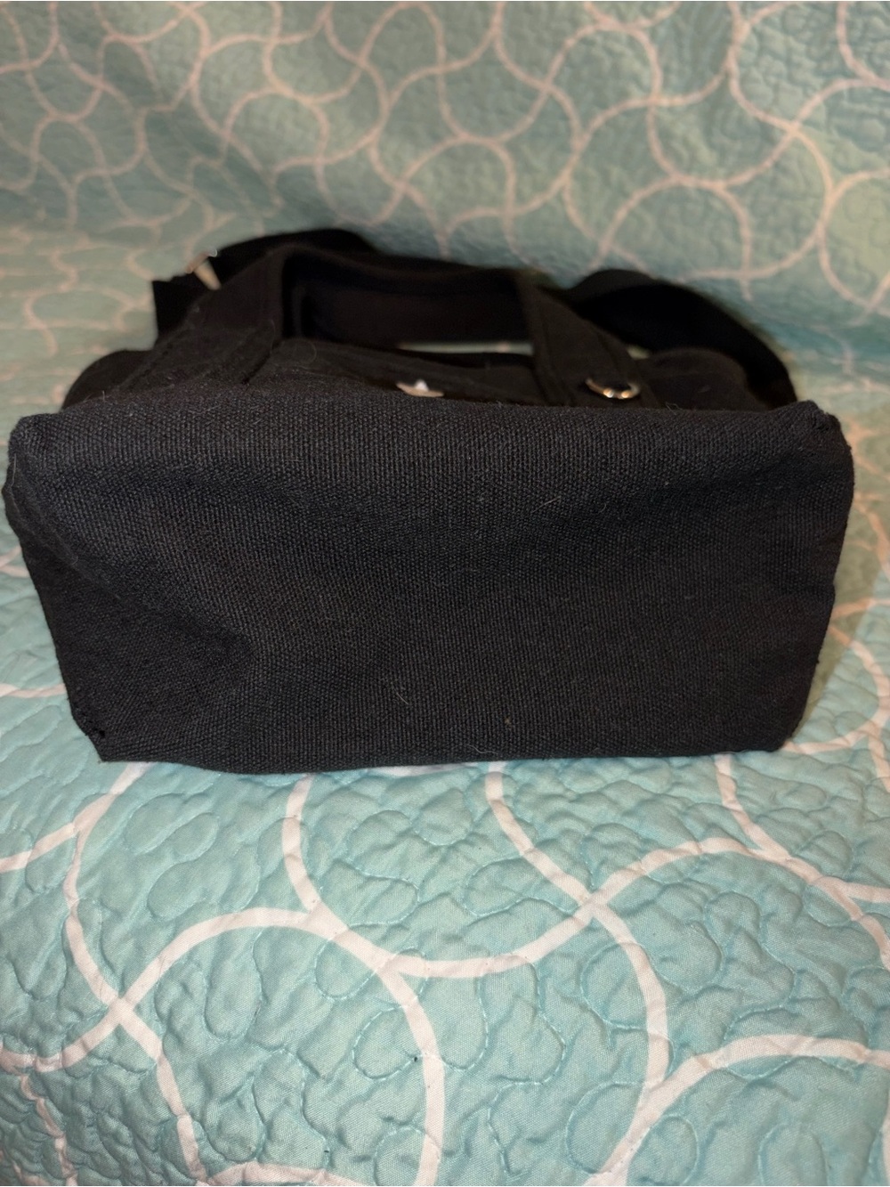 Madden Girl Black Canvas Messenger Tote - Picture 7 of 9